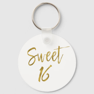 Sweet 16 Birthday Gold Foil Key Chain