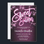 Sweet 16 Birthday Hot Pink Neon Glow Dark Party Invitation<br><div class="desc">Celebrate your special day in style with our Sweet 16 designs! Our neon-inspired design is sure to make a statement with its shades of pink and black. It's the perfect way to let everyone know you are turning 16!</div>