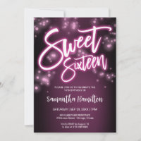 Sweet 16 Birthday Hot Pink Neon Glow Dark Party