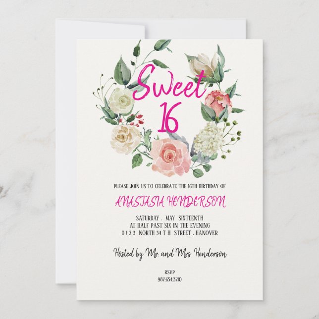 Sweet 16 Birthday Invitation (Front)