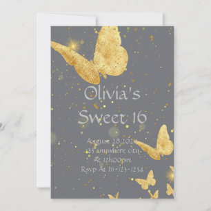 SWEET 16 BIRTHDAY INVITATION GOLD