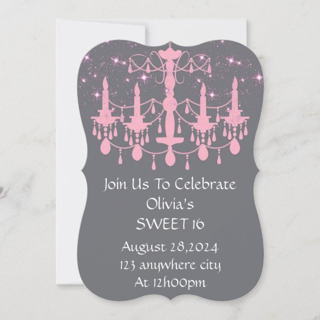 SWEET 16 BIRTHDAY INVITATION PINK (Front)