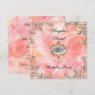 Sweet 16 birthday Invitation Pink Flowers