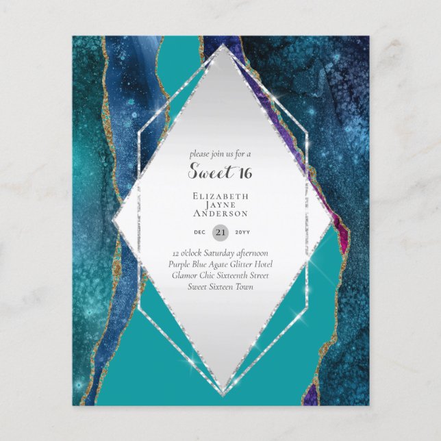 Sweet 16 Birthday Invitations Agate Glitter  Flyer (Front)