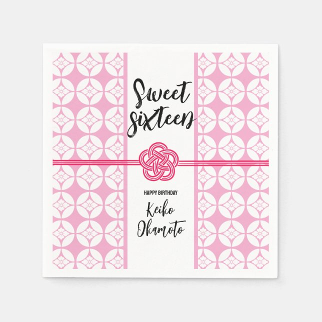 Sweet 16 Birthday party 花菱七宝紋 Hanabishi Shippo Napkin (Front)