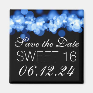 Sweet 16 Birthday Party Blue Bokeh Lights Magnet