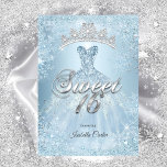 Sweet 16 Birthday Party Ice Blue Snowflake Winter Invitation<br><div class="desc">Cinderella Ice Blue Princess Sweet 16 Birthday 16th Birthday party. Tiara Snowflakes Dress Winter Wonderland and white lace silver stars glitter sparkle glow. Pretty adorable Please note: not real lace or jewels/gems. Any age Birthday. Customize with your own details. All Designs are Copyrighted! Content and Designs © 2000-2021 Zizzago™ ®...</div>