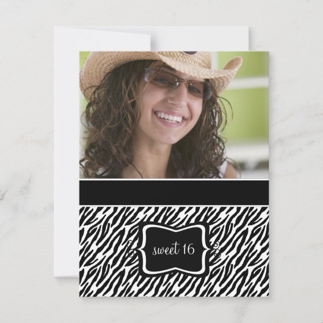 Sweet 16 Birthday Party Invitations {Zebra Print} (Front)