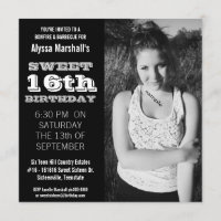 Sweet 16  Birthday Party Mod Black and White