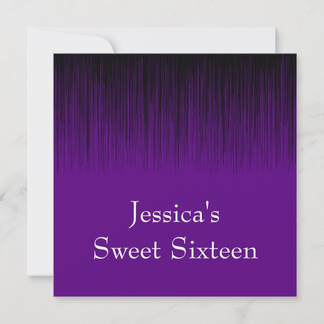 Sweet 16 Birthday Party Purple Black Static Invitation (Front)