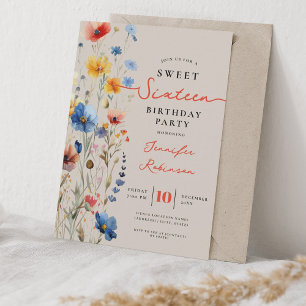 Sweet 16 Birthday Party Wildflower Meadow Invitation