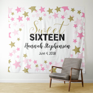sweet 16 birthday Photo Booth backdrop banner Tapestry
