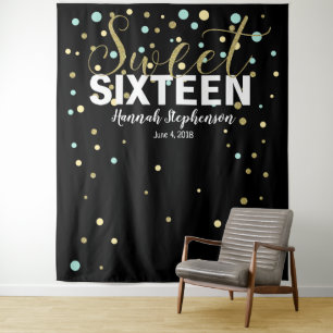 sweet 16 birthday Photo Booth backdrop banner Tapestry