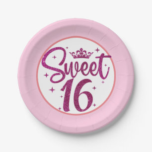 Sweet 16 Birthday Pink Paper Plates