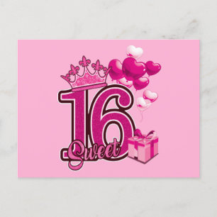 Sweet 16 Birthday Pink Postcard