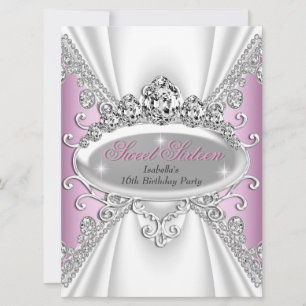 Sweet 16 Birthday Princess Pink Diamonds Large Invitation