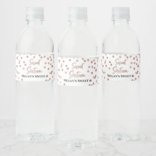 Sweet 16 Birthday Rose Gold Confetti Water Bottle Label