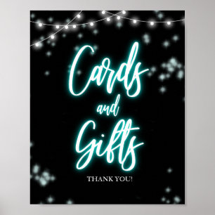 Sweet 16 Birthday Teal Neon Cards and Gifts Sign