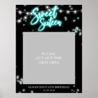 Sweet 16 Birthday Teal Neon Glow Dark Party