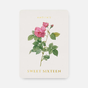 Sweet 16 Birthday Vintage Floral Gold