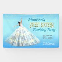 Sweet 16 Birthday Watercolor Dress Royal Blue Gold