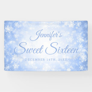Sweet 16 Birthday Welcome Blue Winter Wonderland Banner
