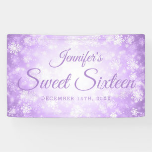 Sweet 16 Birthday Welcome Purple Winter Wonderland Banner