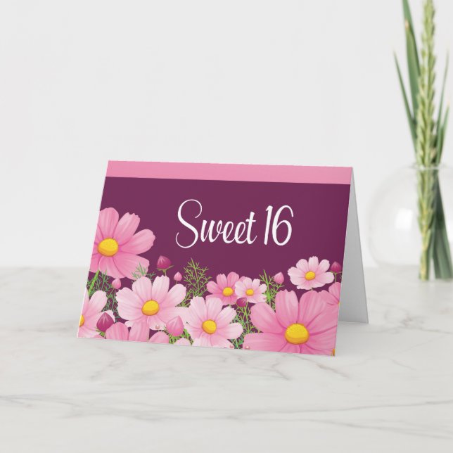 Sweet 16 Birthday With Pink Daisies Invitation (Front)
