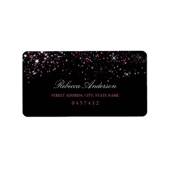 Sweet 16 Black Pink Sparkle Glitter Address Labels