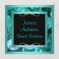 Sweet 16 Black Teal Bubbles Metal  Frame Party