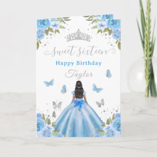 Sweet 16 Blue Princess African American Girl Card