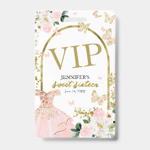 Sweet 16 Blush Floral Birthday 16 Birthday VIP Badge