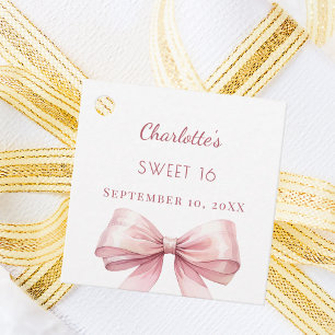 Sweet 16 blush pink bow DIY Favour Tags