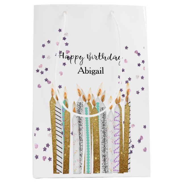 Sweet 16 bougies d'anniversaire Moyenne Sac cadeau (Devant)