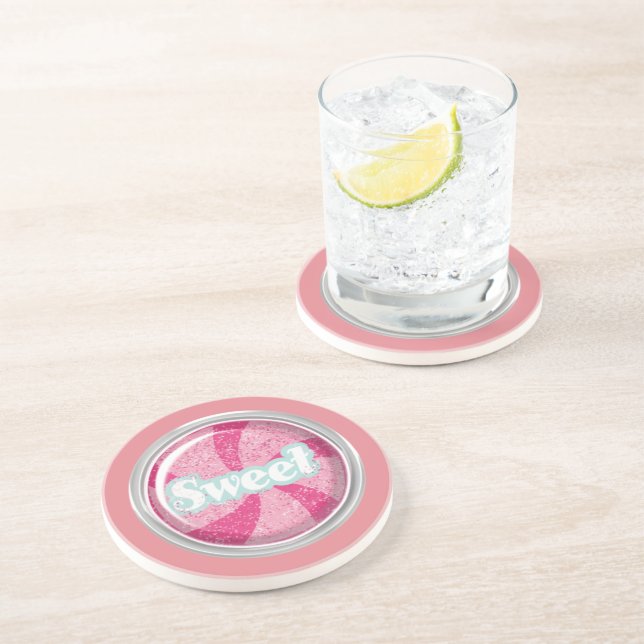 Sweet 16 Candy Design Party Coasters (Side)