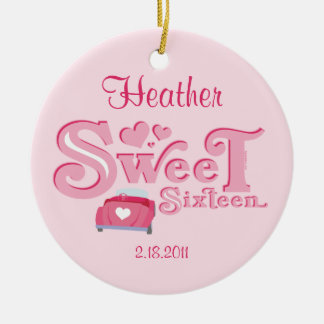 Sweet 16 Car Heart Personalized Ornament