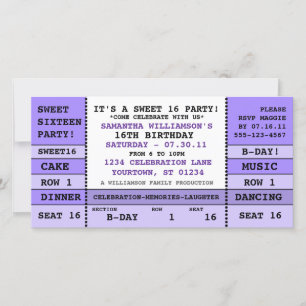 Sweet 16 Carte photo de l'invitation au concert