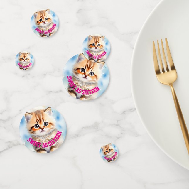 Sweet 16 Cat Image Text  Confetti (Group)