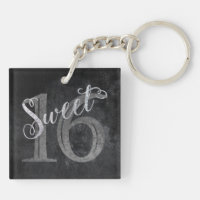 Sweet 16 Charcoal Gray and Silver Keepsake