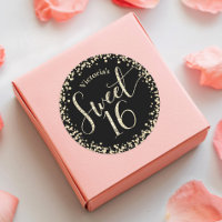 Sweet 16 Chic Black Gold Glitter Confetti Birthday