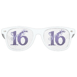Sweet 16   Chic White and Violet Purple Watercolor Retro Sunglasses