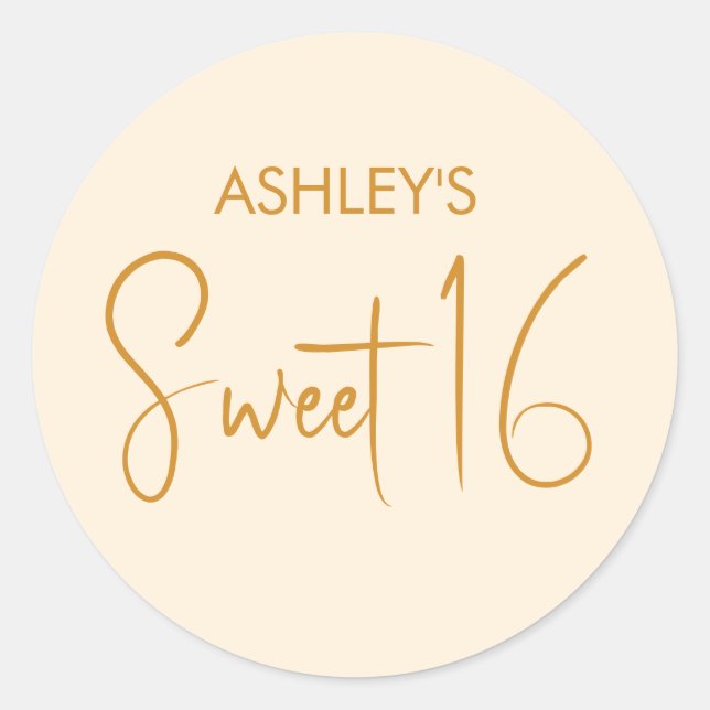 Sweet 16 classic round sticker (Front)