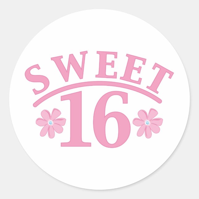 Sweet 16 classic round sticker (Front)