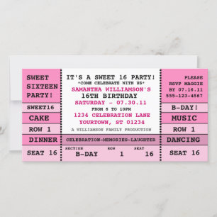 Sweet 16 Concert Ticket Invitation Photo Card
