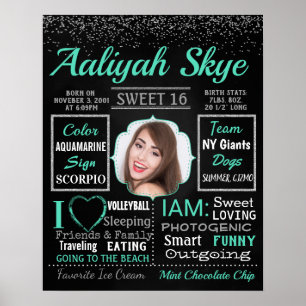 Sweet 16 Confetti Birthday chalkboard sign