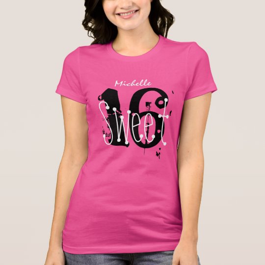 Sweet 16 Custom Name Birthday Gift Grunge Text V01 T-Shirt