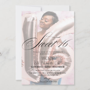 Sweet 16 Elegant & minimalist Photo 16th Birthday Invitation