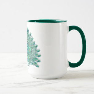 Sweet 16 elegant peacock feather template mug