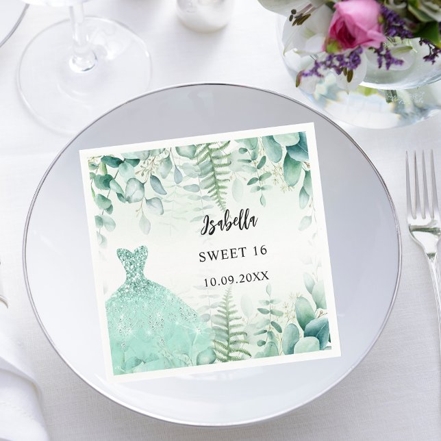 Sweet 16 eucalyptus greenry woodland napkin (Creator Uploaded)