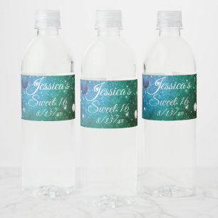 Sweet 16 Evening Under Stars Moon Planets Water Bottle Label